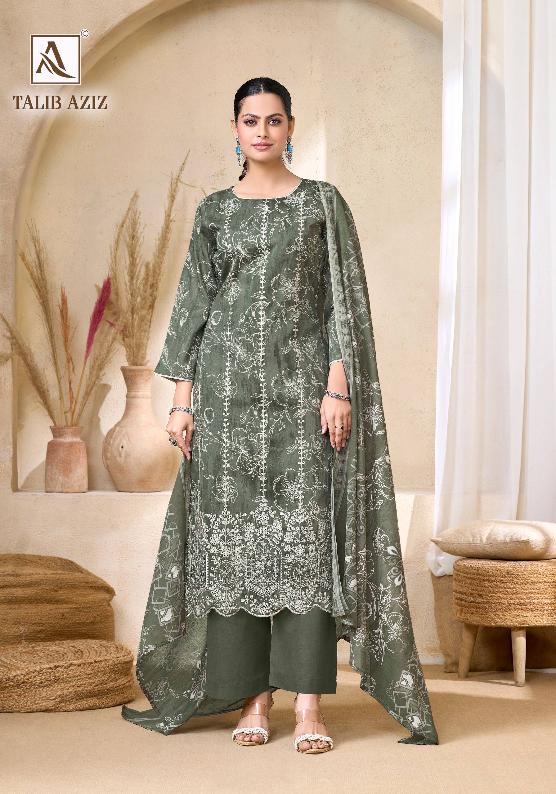 TALIB AZIZ By Alok Suit Beautiful Festive Suits Stylish Colorful Fancy Casual Wear Pure Zam Cotton Dresses At Wholesale Price